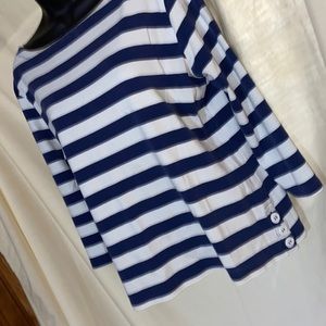 CB c.b. casual size large cropped top 3/4 sleeves 23 across Laying flat